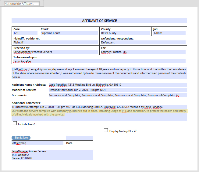 COVID Affidavit 2