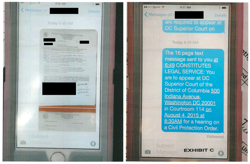 Defendant Served Temporary Protective Order via Text Message
